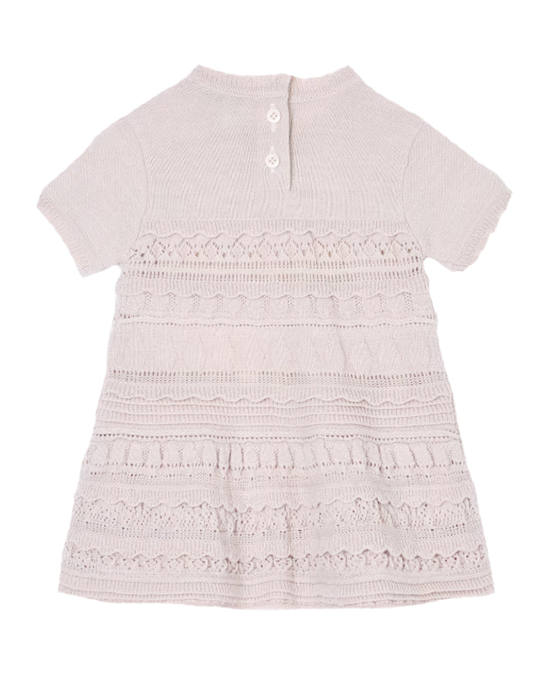Baby Girls Beige Micro Ruffle Dress