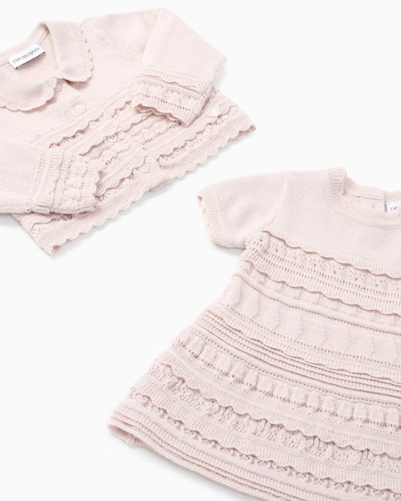 Baby Girls Beige Micro Ruffle Dress