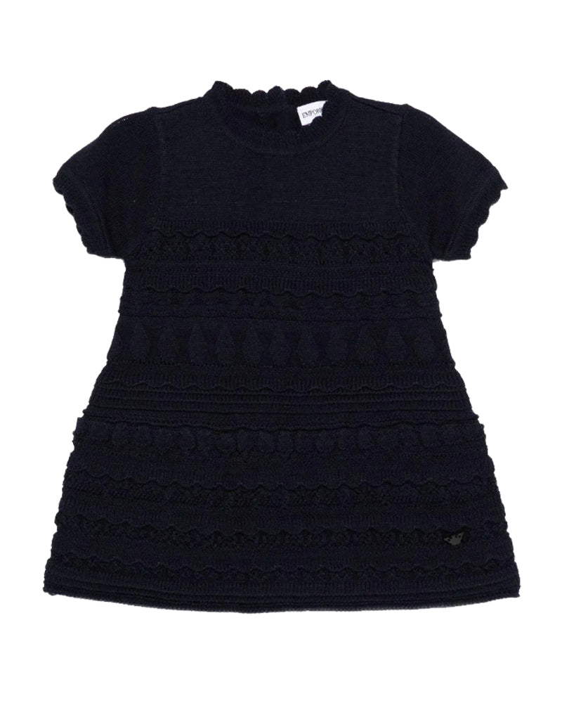 Baby Girls Navy Micro Ruffle Dress