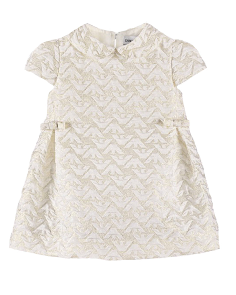 Baby Girls Gold Cap Sleeve Bow Dress