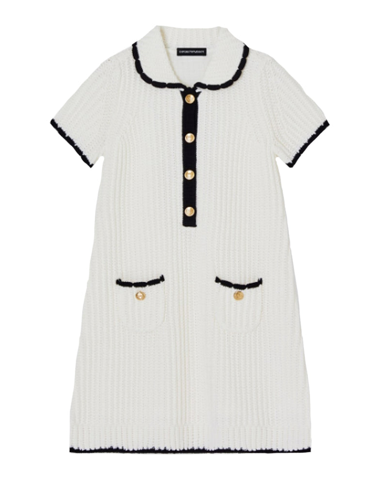 
  
    Emporio
  
    Armani
  
 Girls White Knit Collared Dress
