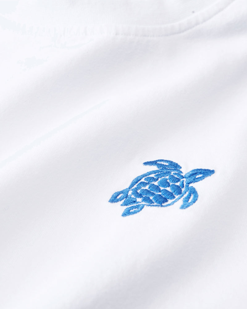 White Embroidered Turtle T-Shirt