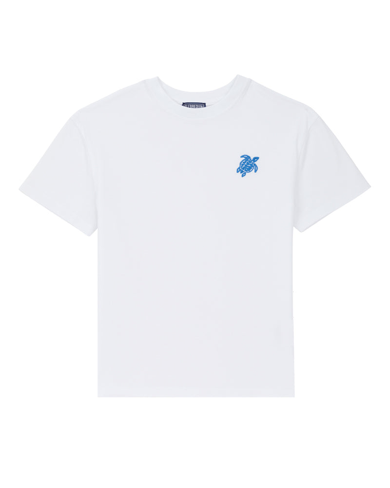 White Embroidered Turtle T-Shirt