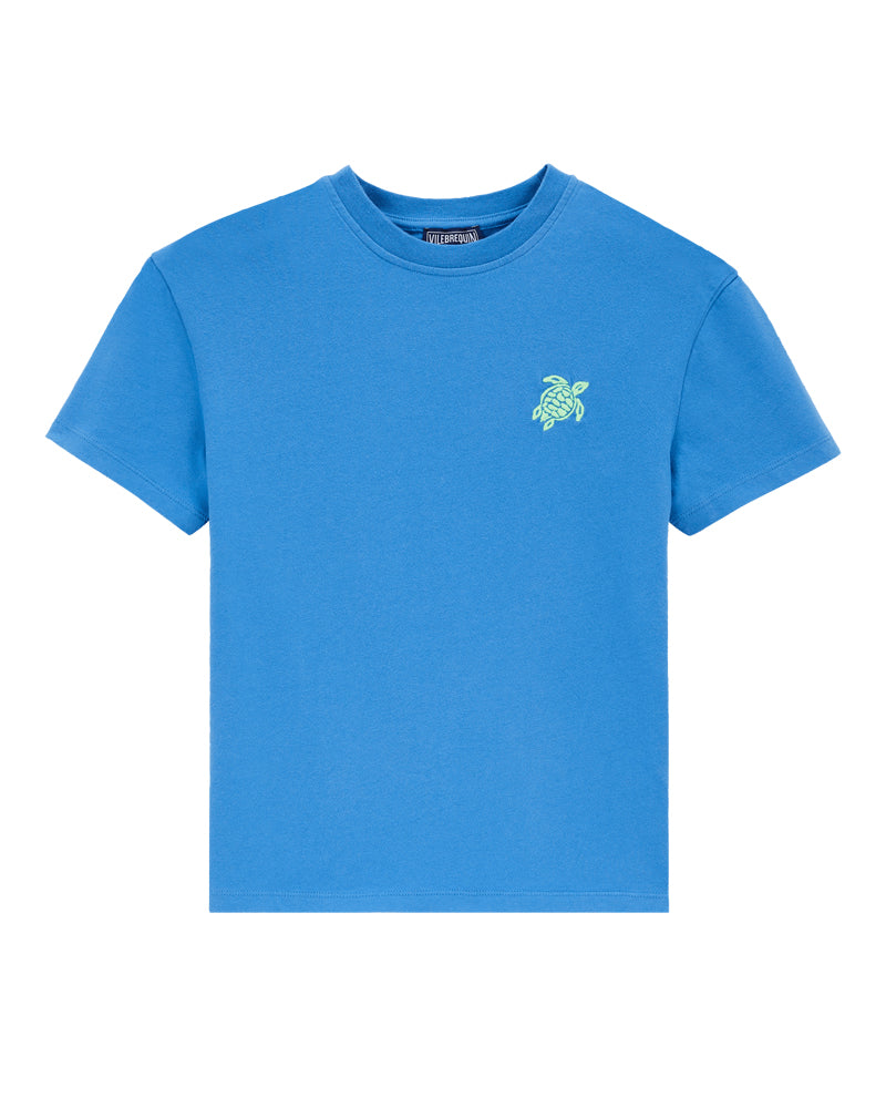 Blue Embroidered Turtle T-Shirt