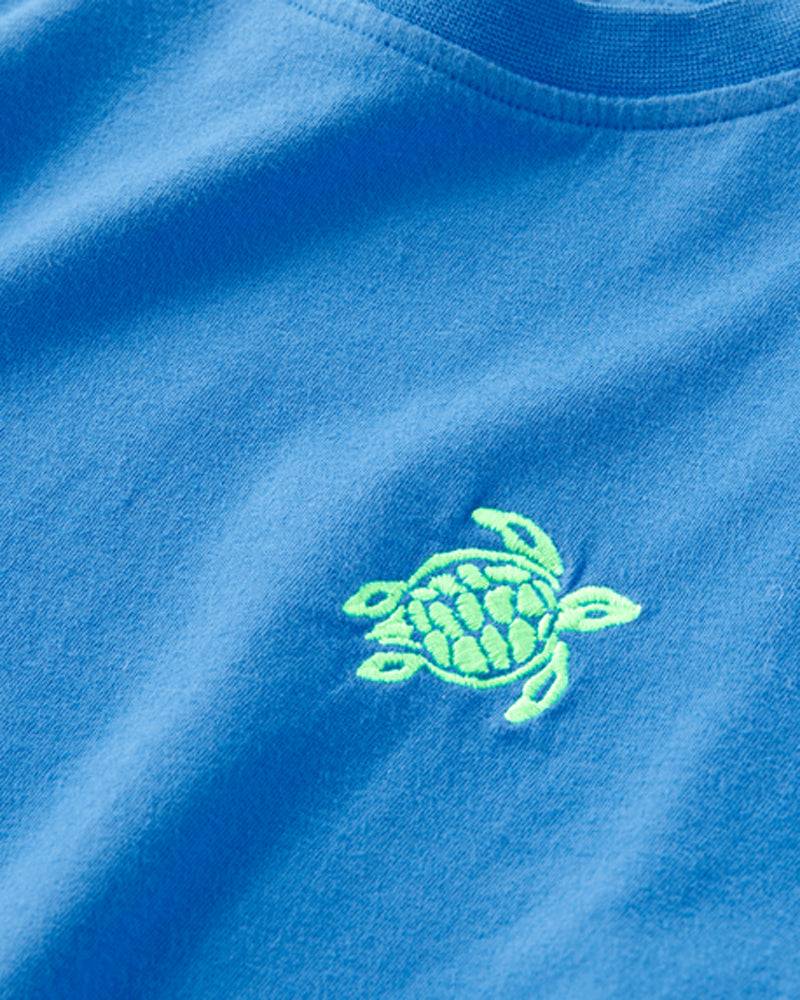 Blue Embroidered Turtle T-Shirt