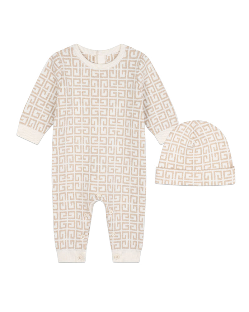 Baby Beige 4G Knit Onesie Set