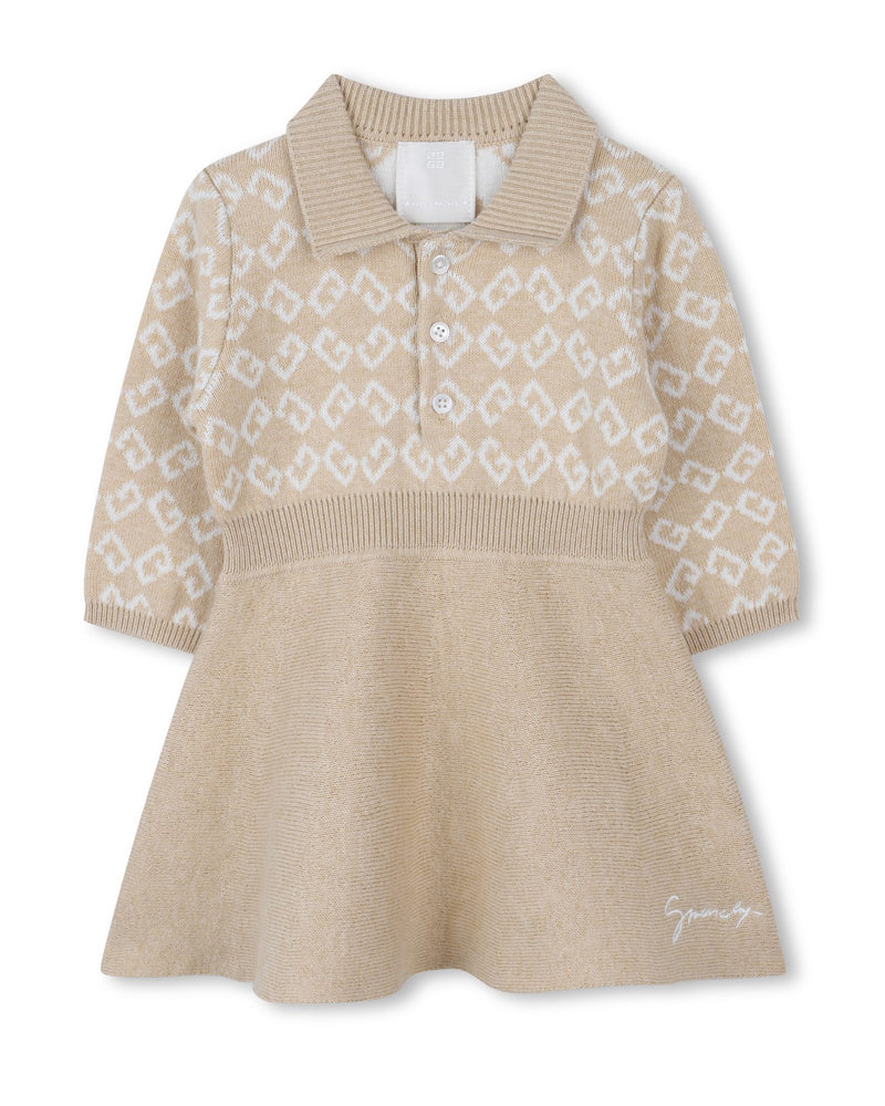 Baby Girls Beige Knit 4G Dress
