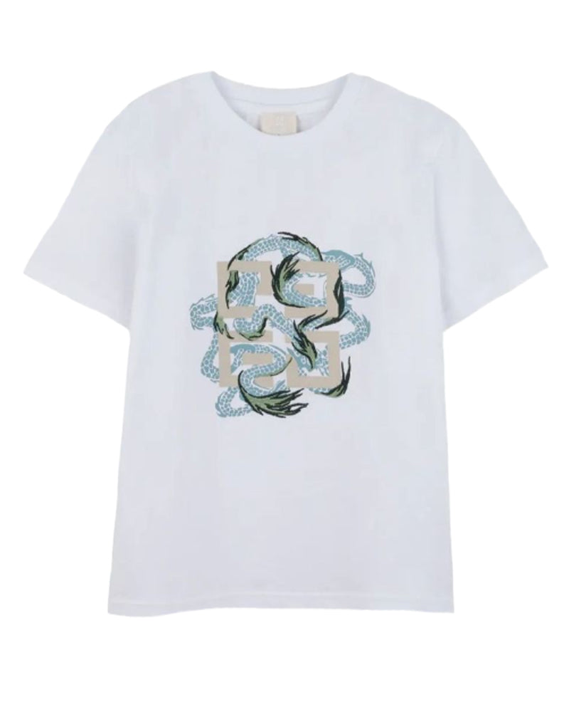 Boys White Graphic T-Shirt