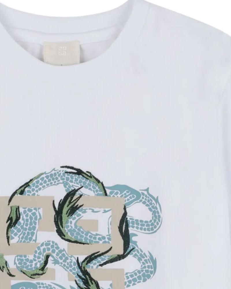 Boys White Graphic T-Shirt