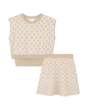 
  
    Givenchy
  
 Girls Beige Knit 4G Top & Skirt Set