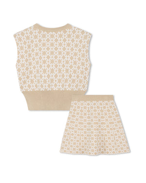 
  
    Givenchy
  
 Girls Beige Knit 4G Top & Skirt Set