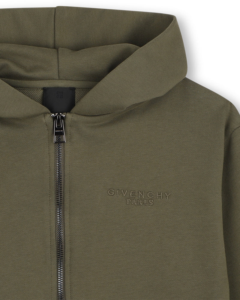 
  
    Givenchy
  
 Boys Green Embroidered Logo Zip Up Hoodie