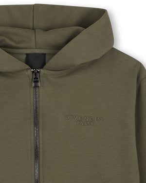 
  
    Givenchy
  
 Boys Green Embroidered Logo Zip Up Hoodie