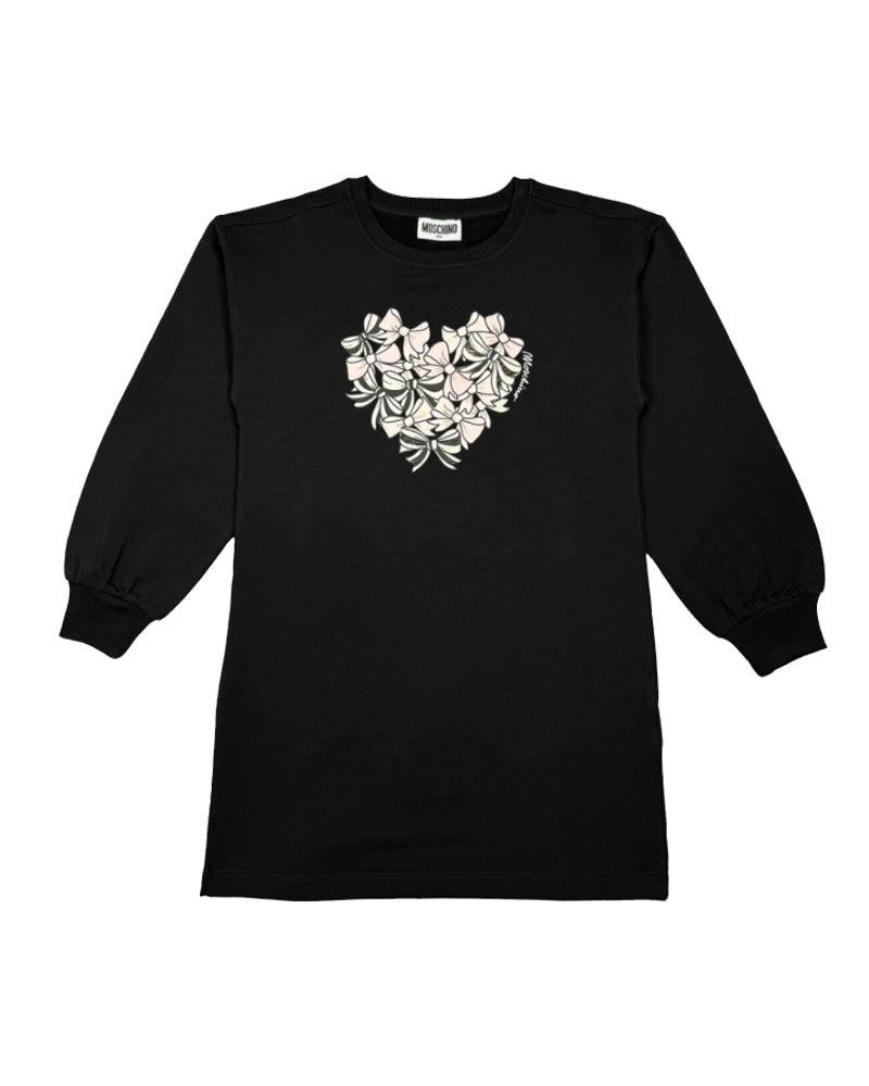 Girls Black Heart Sweater Dress