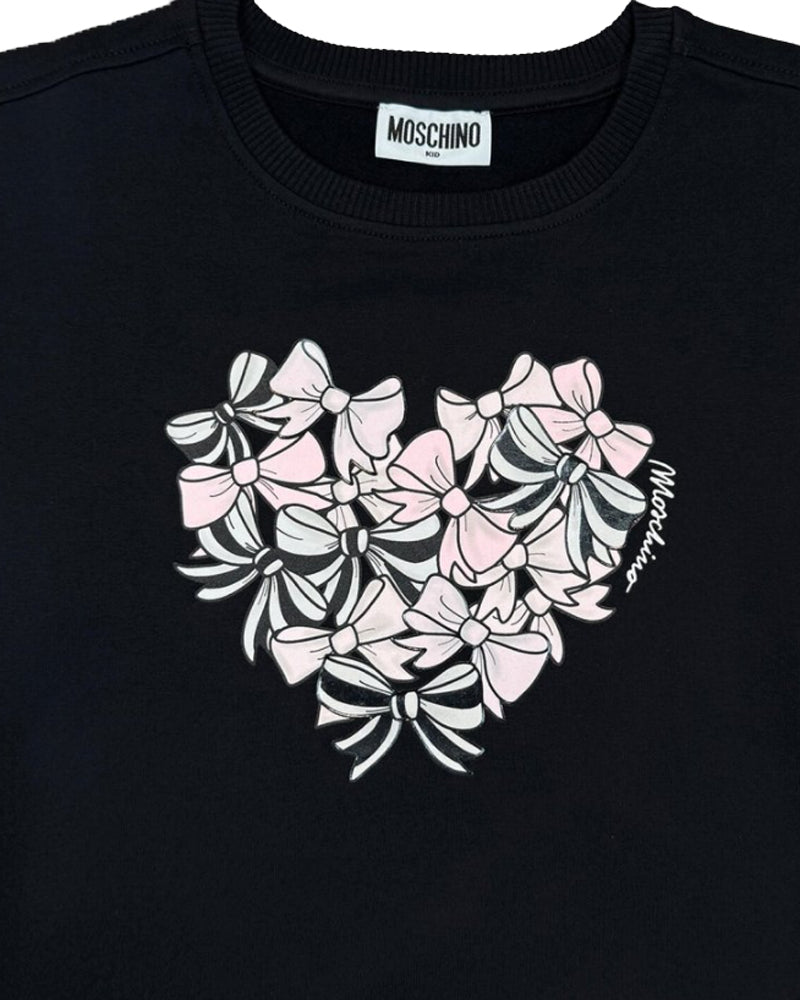 Girls Black Heart Sweater Dress
