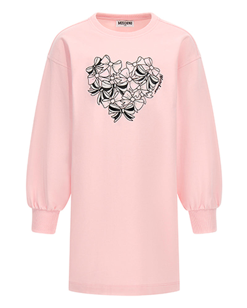 Girls Pink Heart Sweater Dress