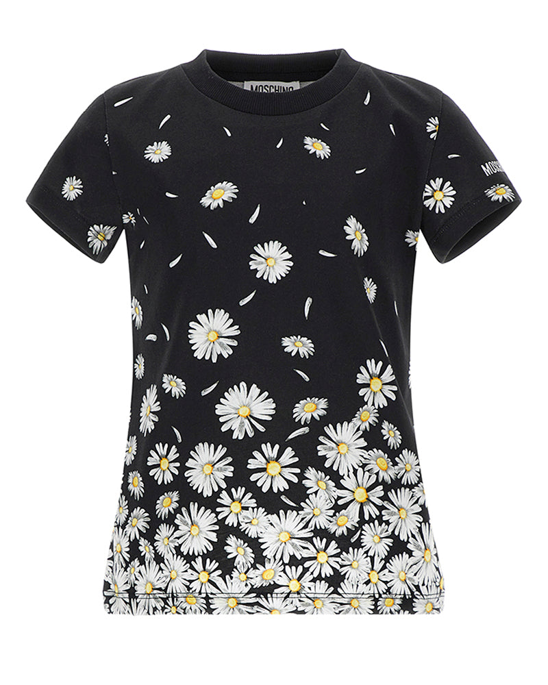 Girls Black Daisy T-Shirt