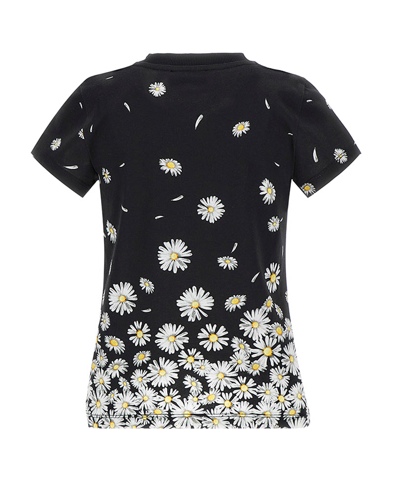 Girls Black Daisy T-Shirt