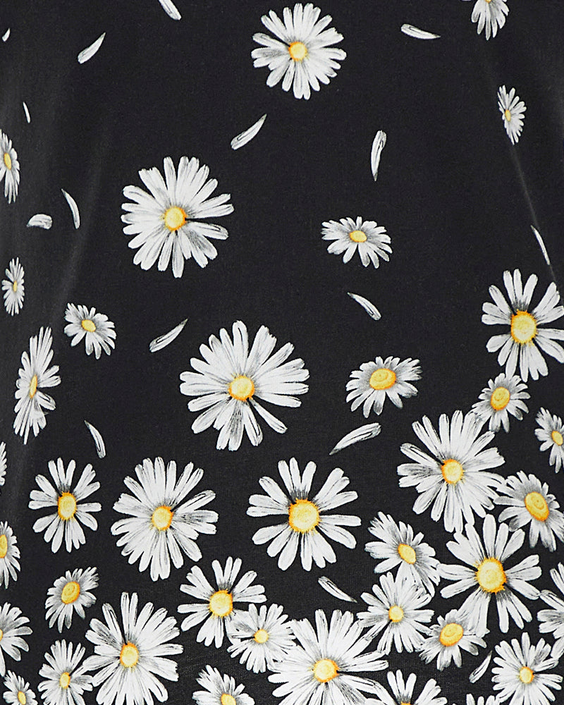 Girls Black Daisy T-Shirt