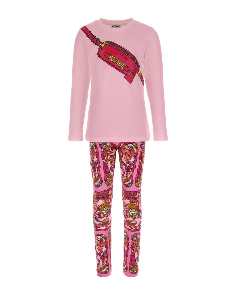 MOSCHINO Juniors All Over Toy & Heart Print Leggings (Pink