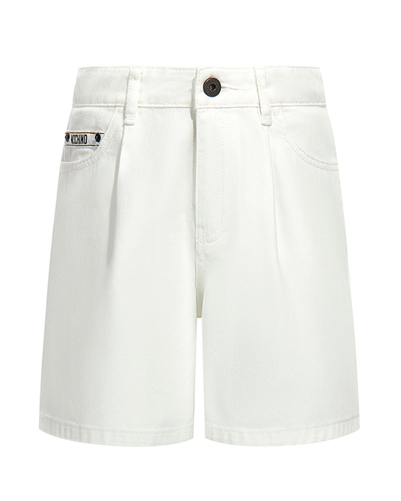 Girls White Denim Shorts