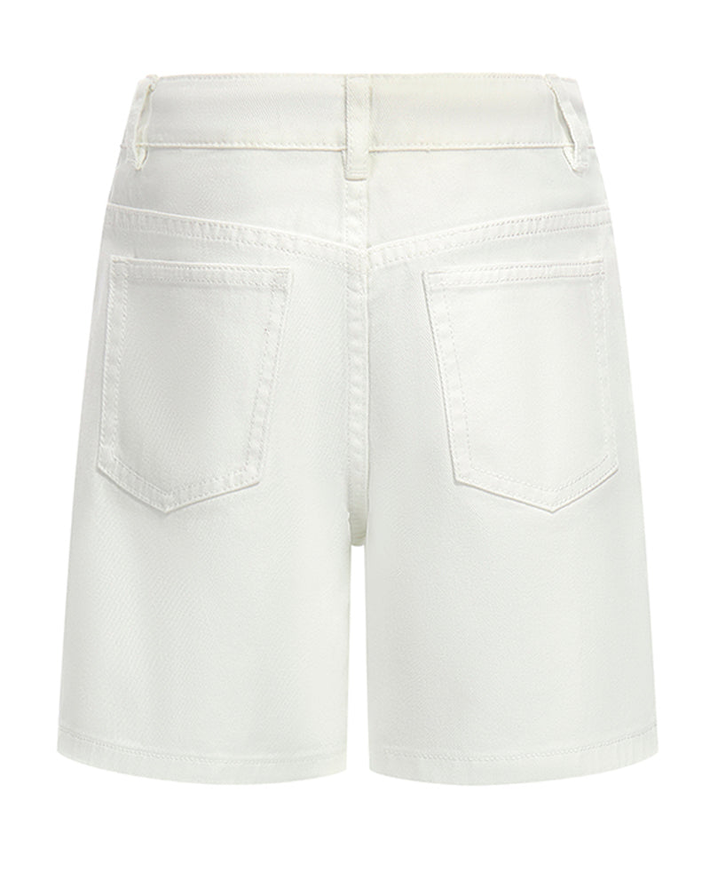 Girls White Denim Shorts