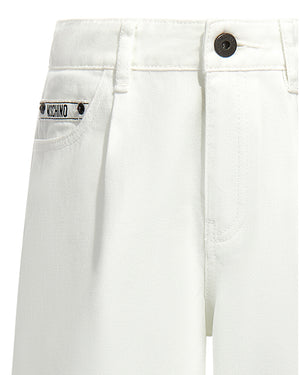 
  
    Moschino
  
 Girls White Denim Shorts