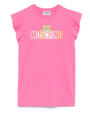 
  
    Moschino
  
 Girls Fuchsia Logo Bear Print Dress