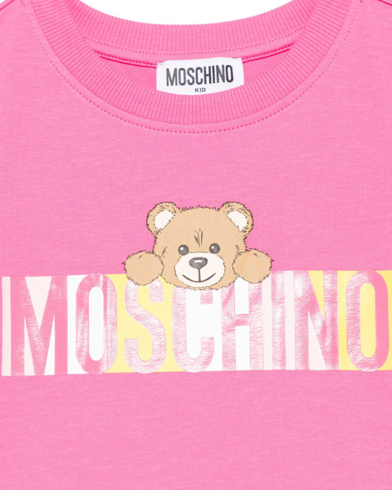 Girls Fuchsia Logo Bear Print Dress