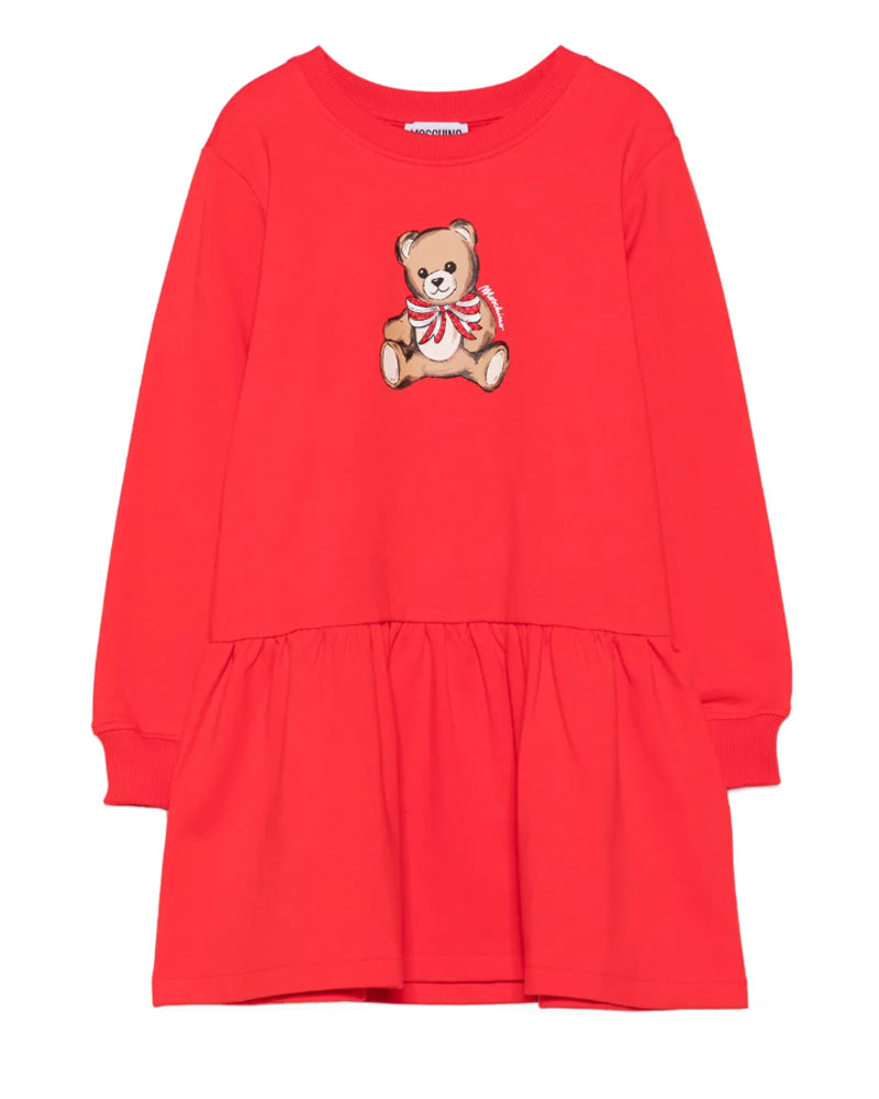 Girls Red Bear Sweater Dress