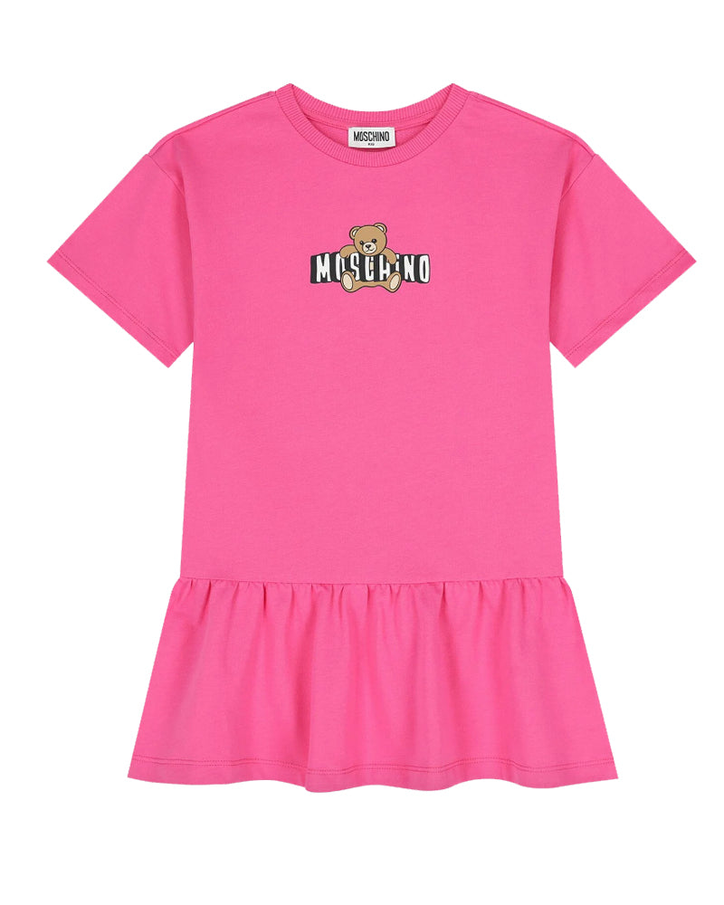 
  
    Moschino
  
 Girls Fuchsia Logo Bear Dress