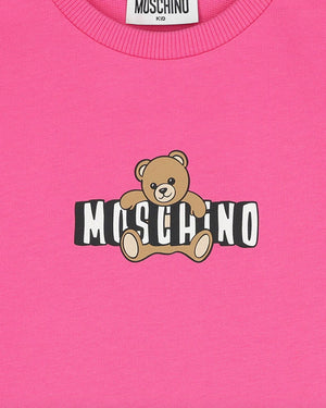 
  
    Moschino
  
 Girls Fuchsia Logo Bear Dress