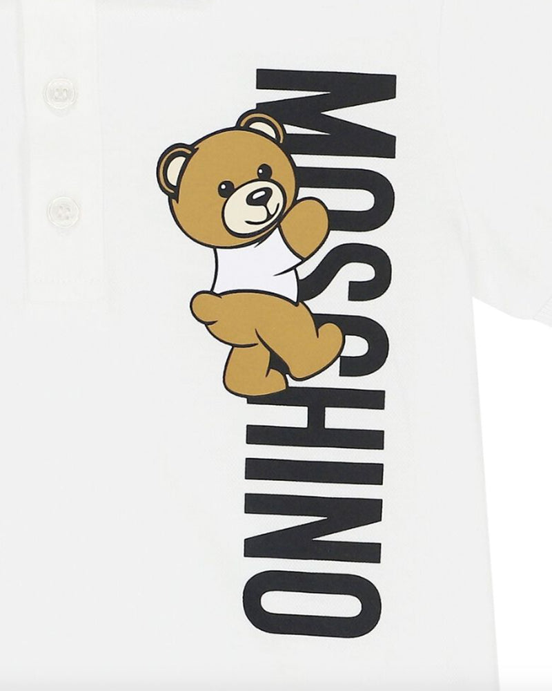 Moschino Boys White Polo - Designer Kids Wear