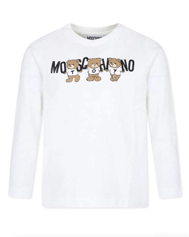 Boys White Three Bear Logo Top