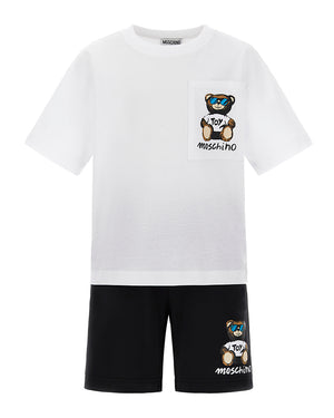 
  
    Moschino
  
 Boys White T & Short Set