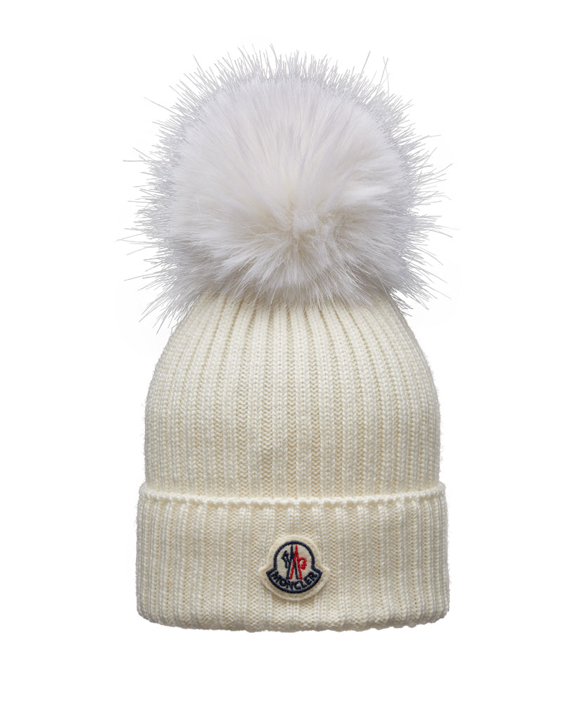 White Wool Pom-Pom Hat