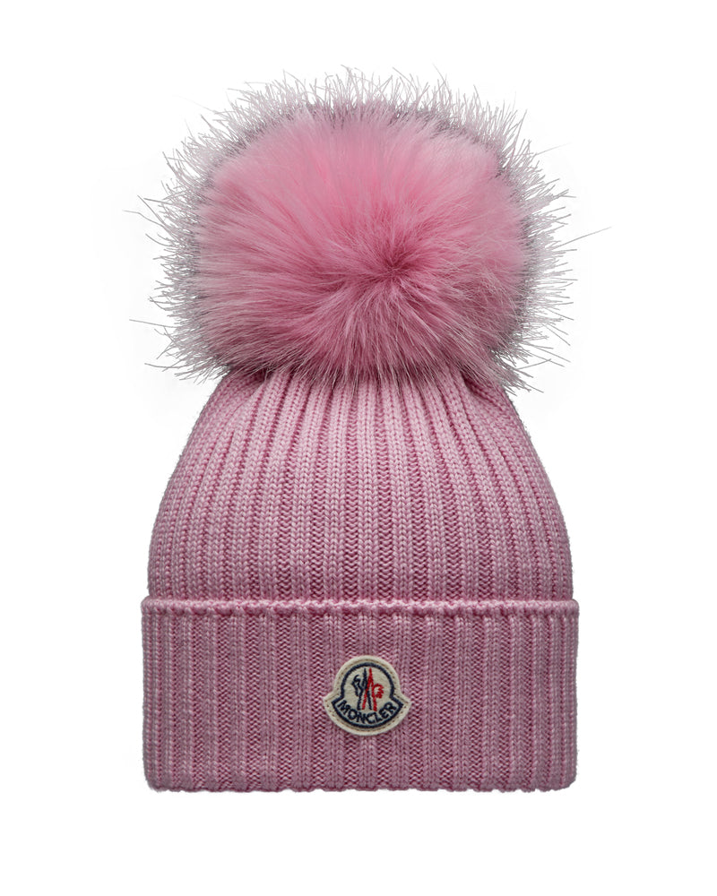 Girls Pink Wool Pom-Pom Hat
