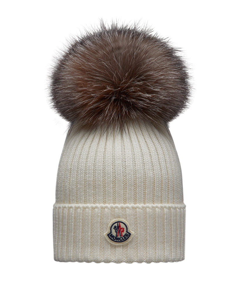 White Wool Pom-Pom Hat