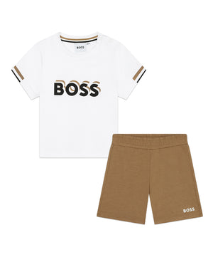 
  
    Boss
  
 Baby Boys Beige T & Short Set
