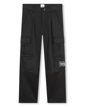 
  
    Boss
  
 Boys Black Slim Fit Cargo Pants