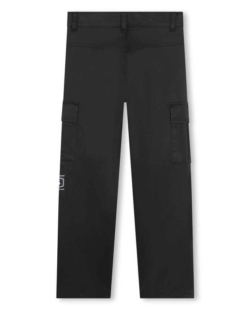 Boys Black Slim Fit Cargo Pants