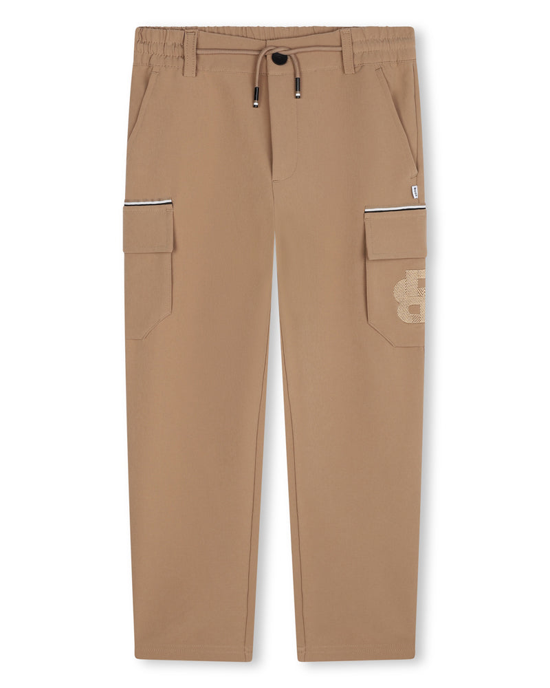 Boys Beige Slim Fit Cargo Pants