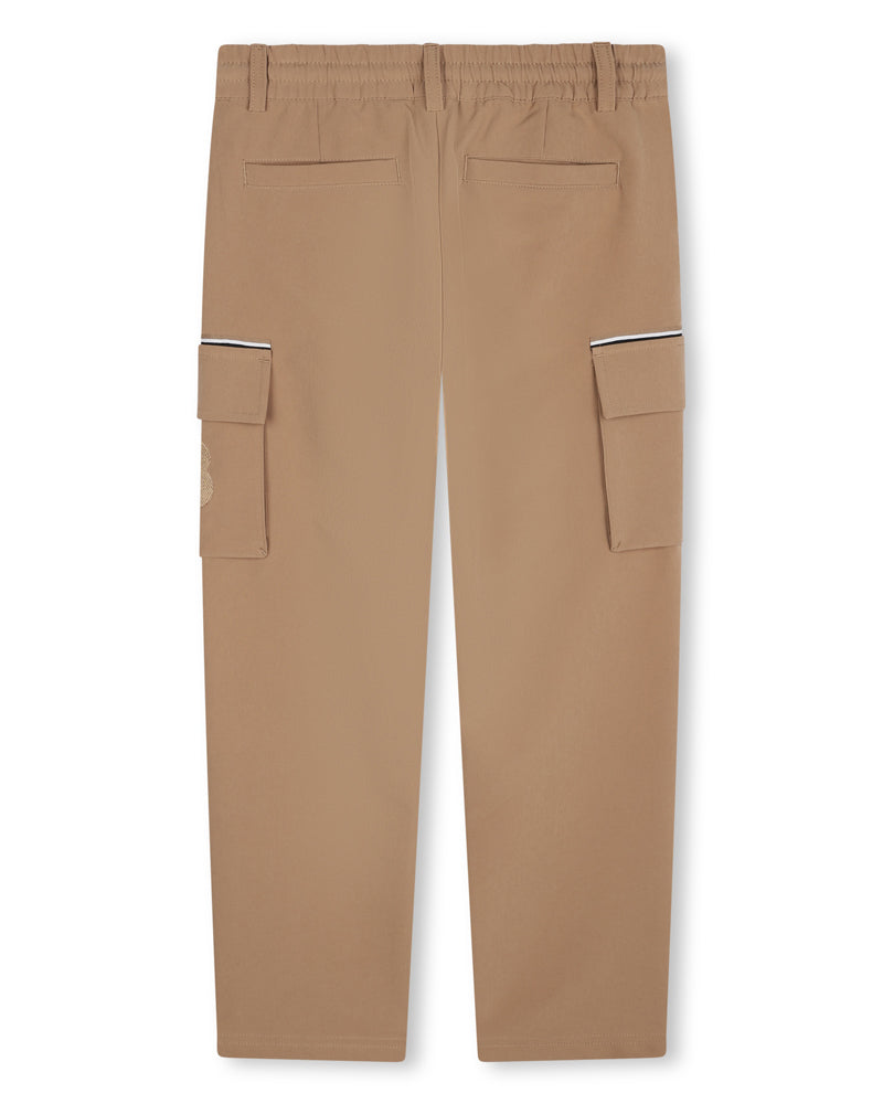 Boys Beige Slim Fit Cargo Pants