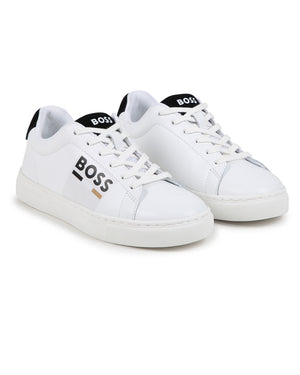 
  
    Boss
  
 Boys White Leather Sneaker