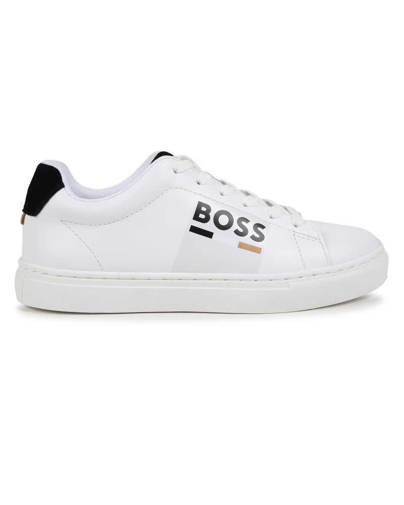 Boys White Leather Sneaker