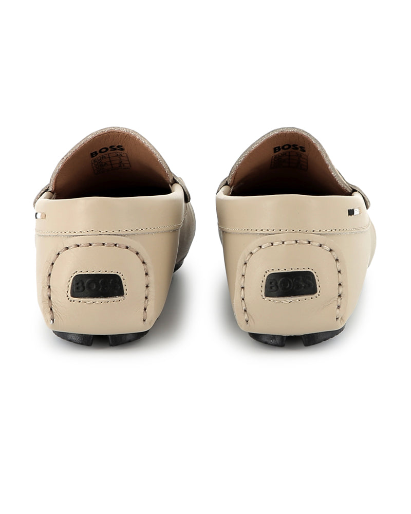 Boys Beige Leather Loafer