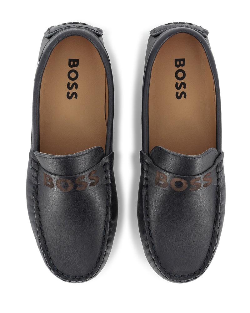 Boys Navy Leather Loafer