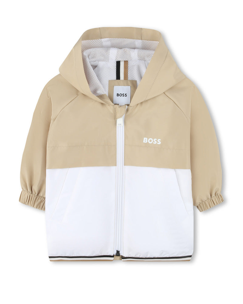 Baby Boys Beige Hooded Windbreaker