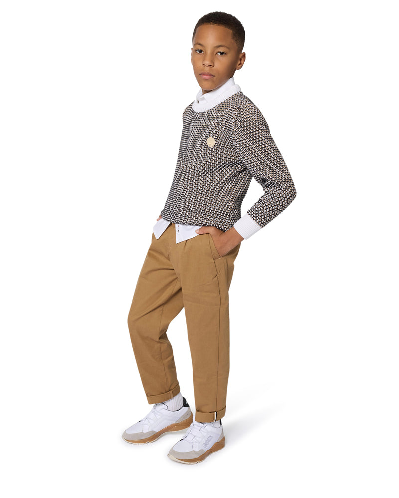 Boys Beige Cotton Twill Pants
