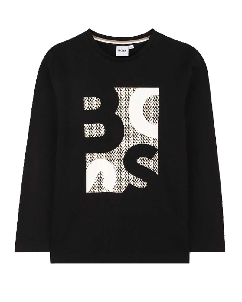 Boys Black Logo Top